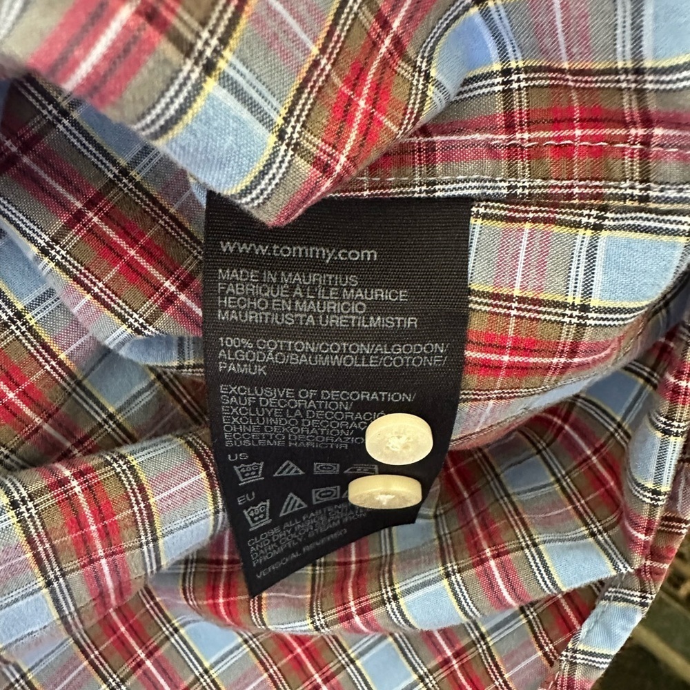 Tommy Hilfiger Red and Blue Casual Button Down Shirt size XL - Picture 6 of 7